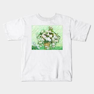 White Roses in a Vase 1890, Vincent Van Gogh Kids T-Shirt